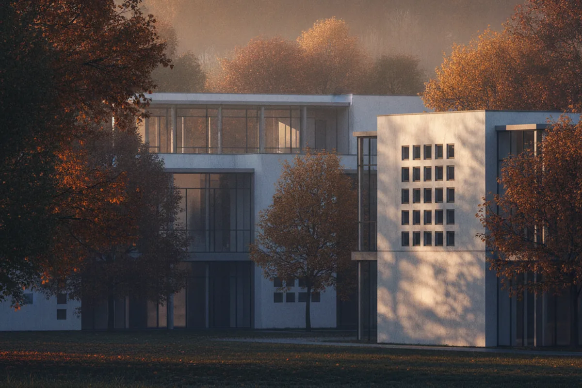 Modernes Forschungscampus-Gebäude im Abendlicht — sinnbildlich für die Friedrich-Schiller-Universität und den Beutenberg-Campus Jena